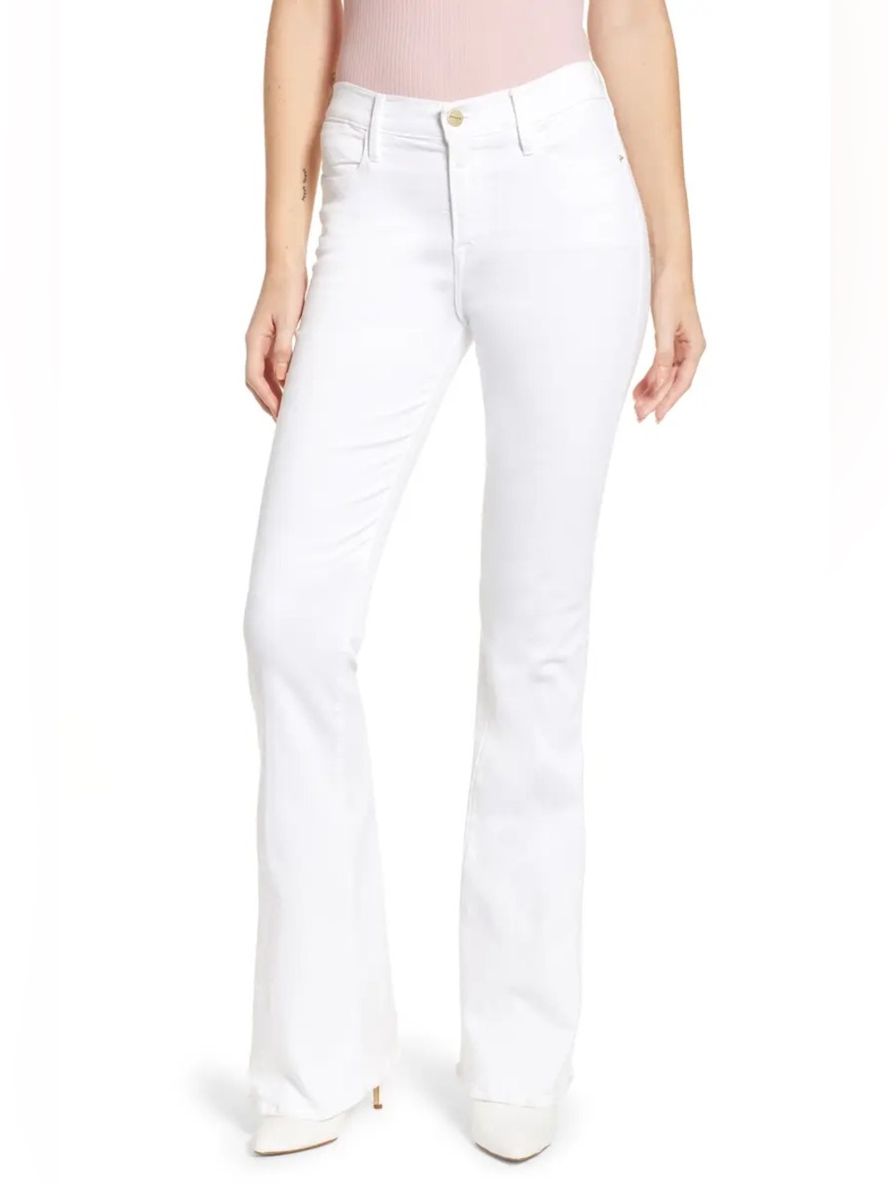 Frame Le High Flare White Jeans Size 28